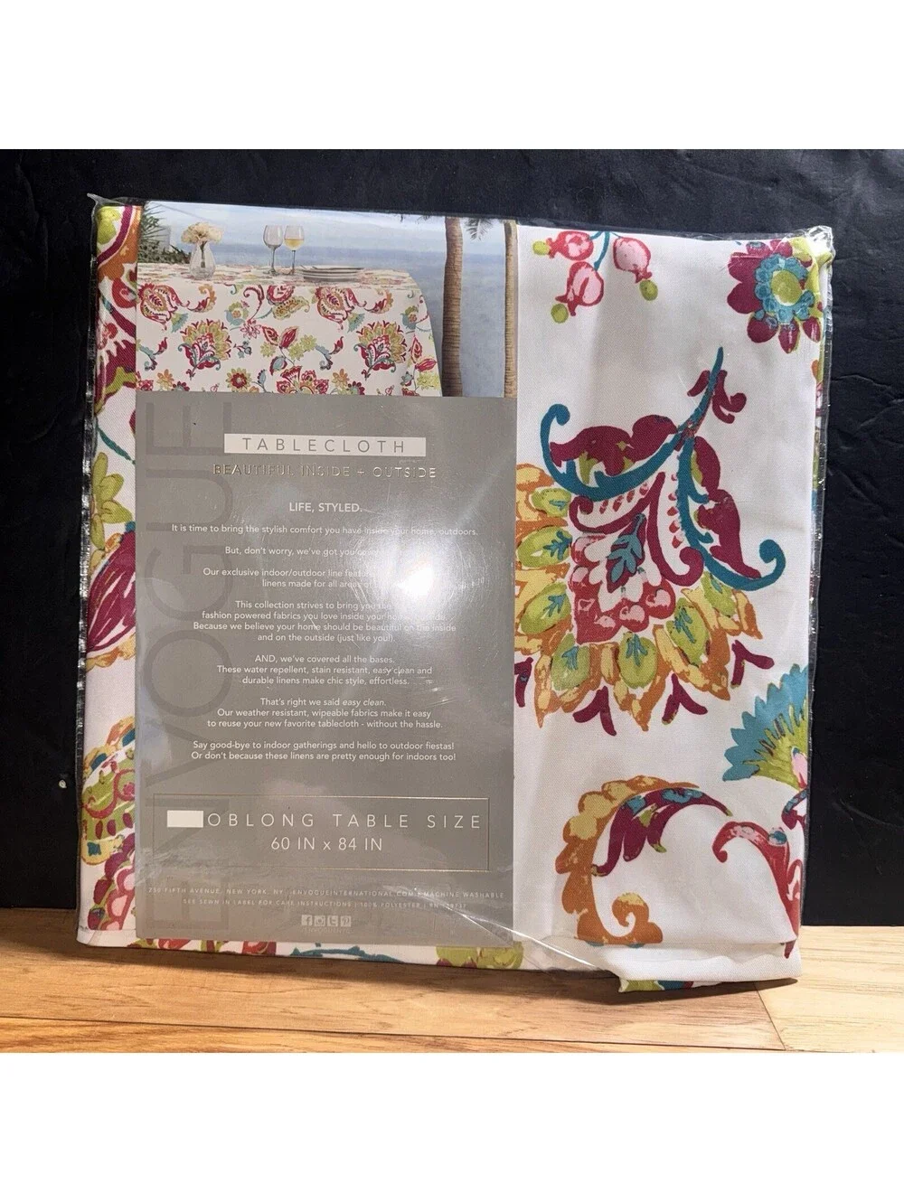 Envogue Tablecloth 60x84 Oblong Floral Paisley Indoor Outdoor Party Easy Clean